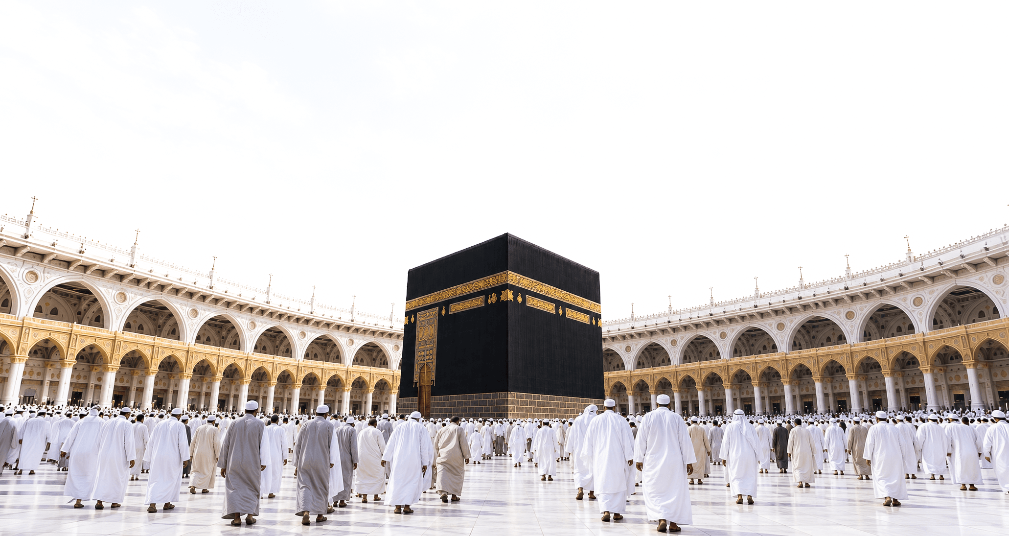 Pilgrims gathered around the Kaaba in Masjid al-Haram